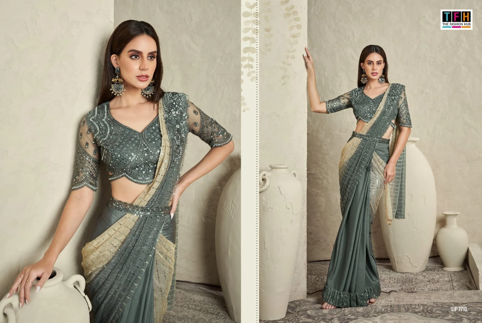 Tfh Super Star Vol 2 Imported Sartin Silk Wholesale Fancy Saree Catalog — Wholesale Sarees, MPA wholesale from Surat - Gallery Image 6